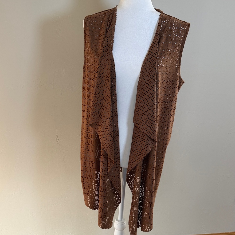 Soft Surroundings Faux Suede Laser Cut Vest